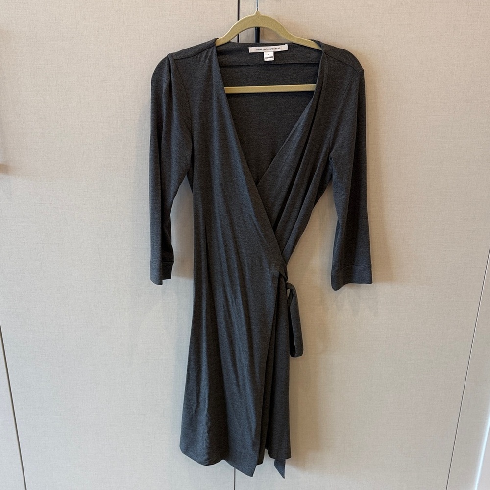 Diane Von Furstenberg Gray Long Sleeve Dress